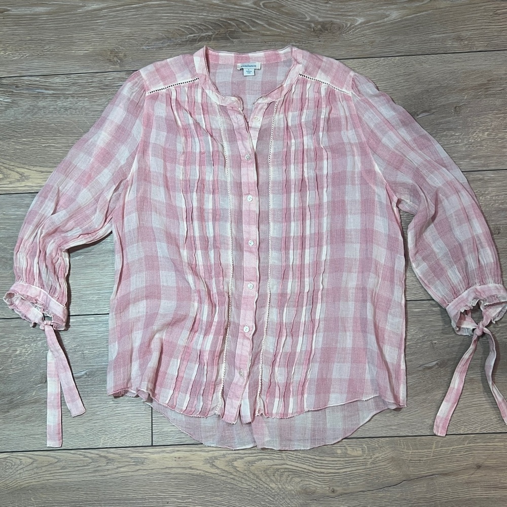 Sundance Risette gingham top in pink, size large